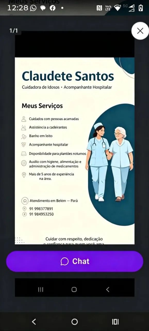 Sou cuidadora de idoso 