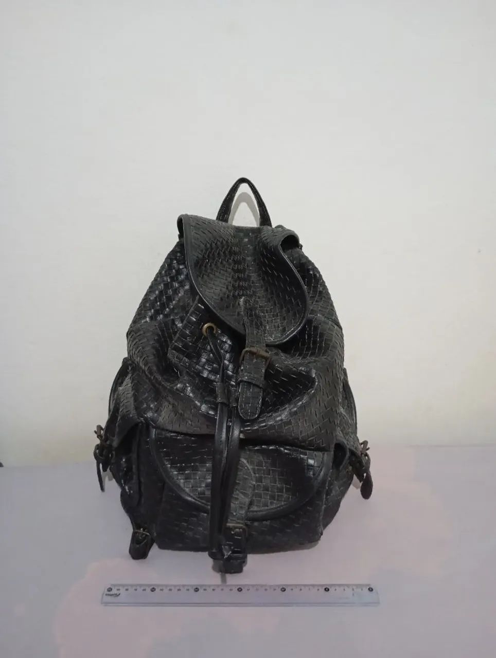 Mochila de couro preta - Foto 3