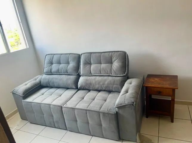 Sofá Retrátil e Reclinável 2 Lugares 230 cm - Cinza - Foto 2
