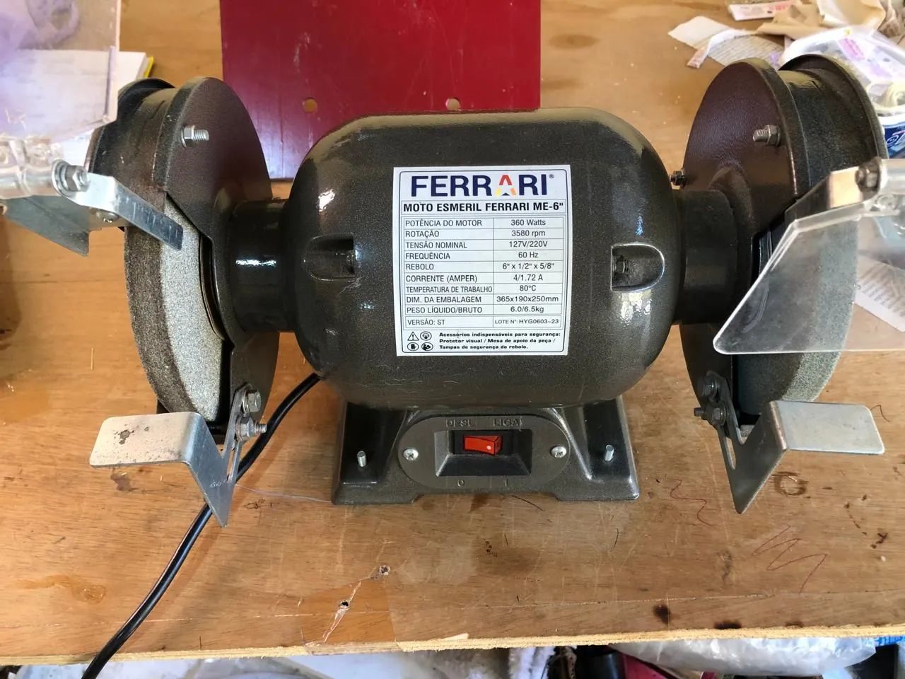 KIT Esmeril , Suporte para esmeril, Escova de aço para esmeril e morça