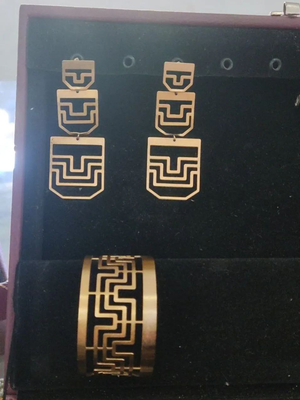 Conjunto Rommanel Original - Bracelete e Brinco Geométrico