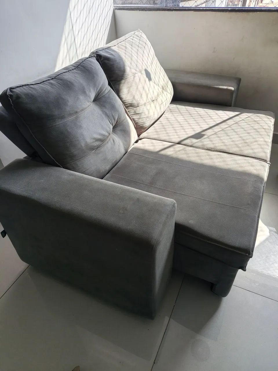 Sofá 2 Lugares Retrátil Reclinável Suede. 