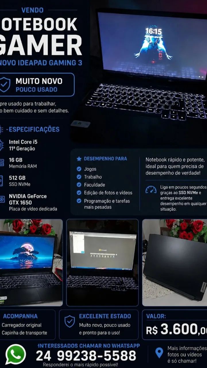 Notebook gamer Ideapad 3I  - Foto 4