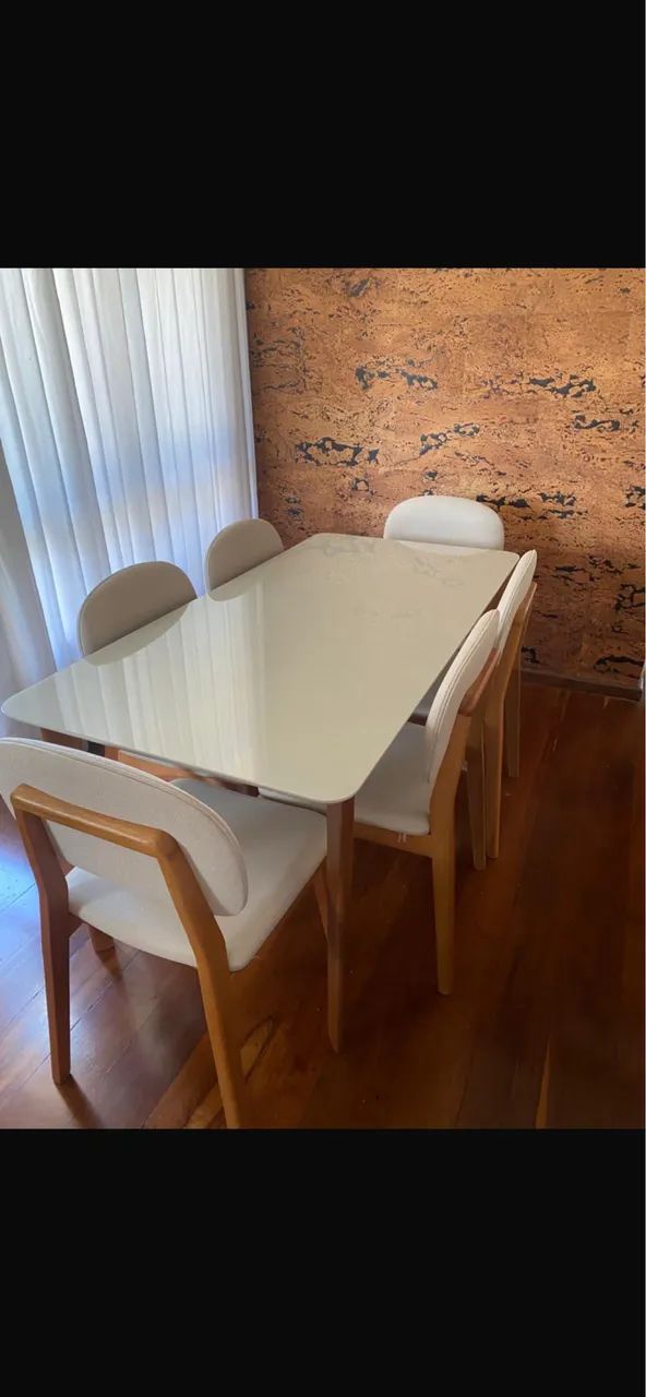 CONJUNTO MESA DE JANTAR + 6 CADEIRAS DE LINHO - Foto 2