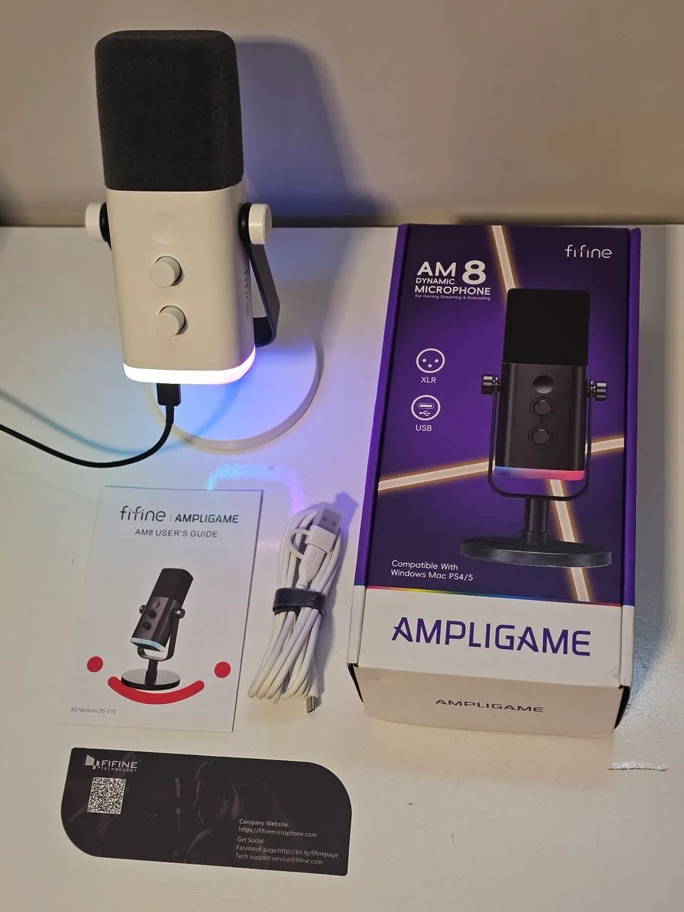 Microfone Dinâmico Fifine AM8 USB/XLR Branco (Novo) - Foto 2
