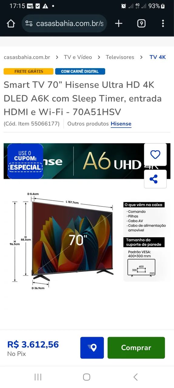 TV 70° polegada Smart  - Foto 4