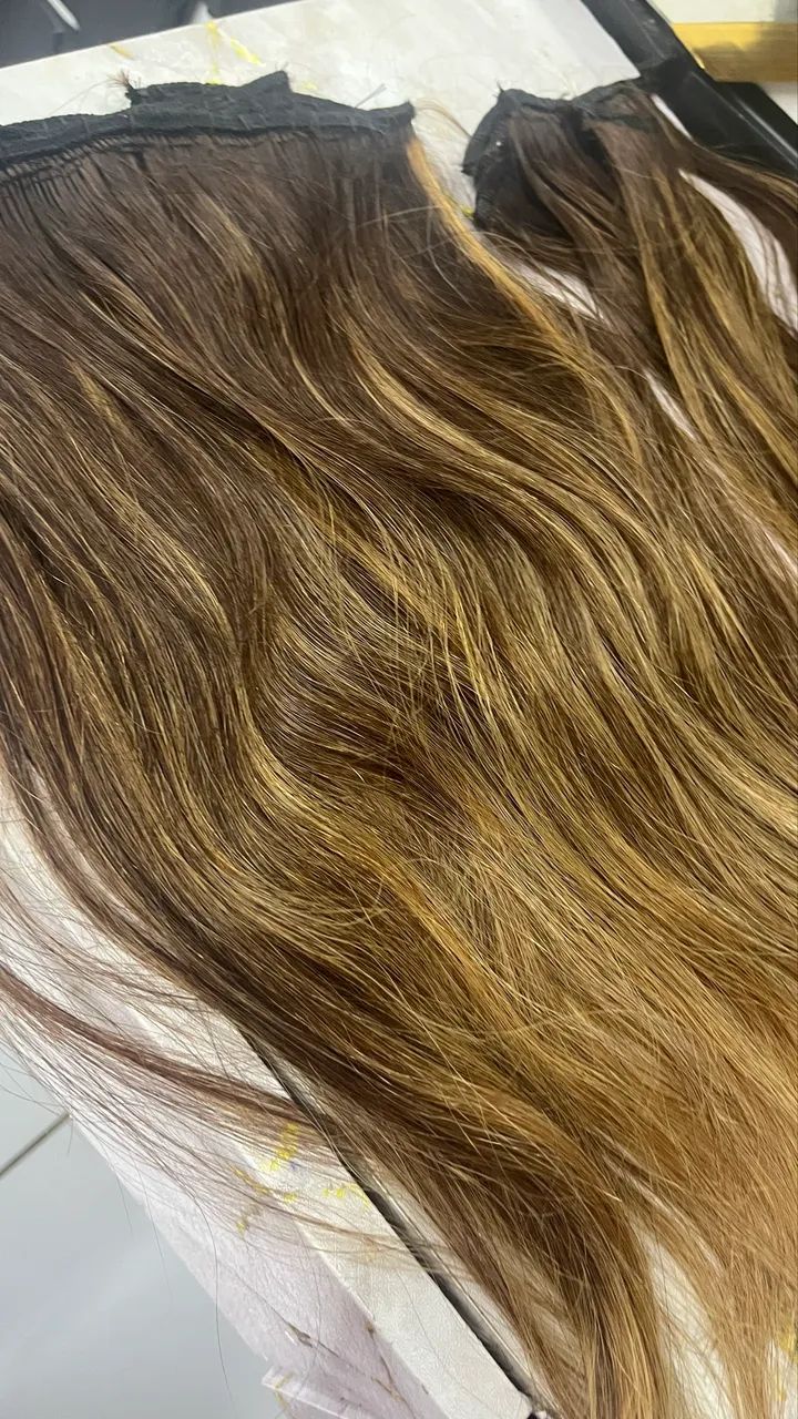 Cabelo humano morena iluminada 