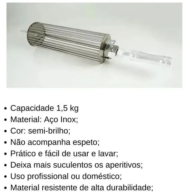 Grelha para petisco com espeto 