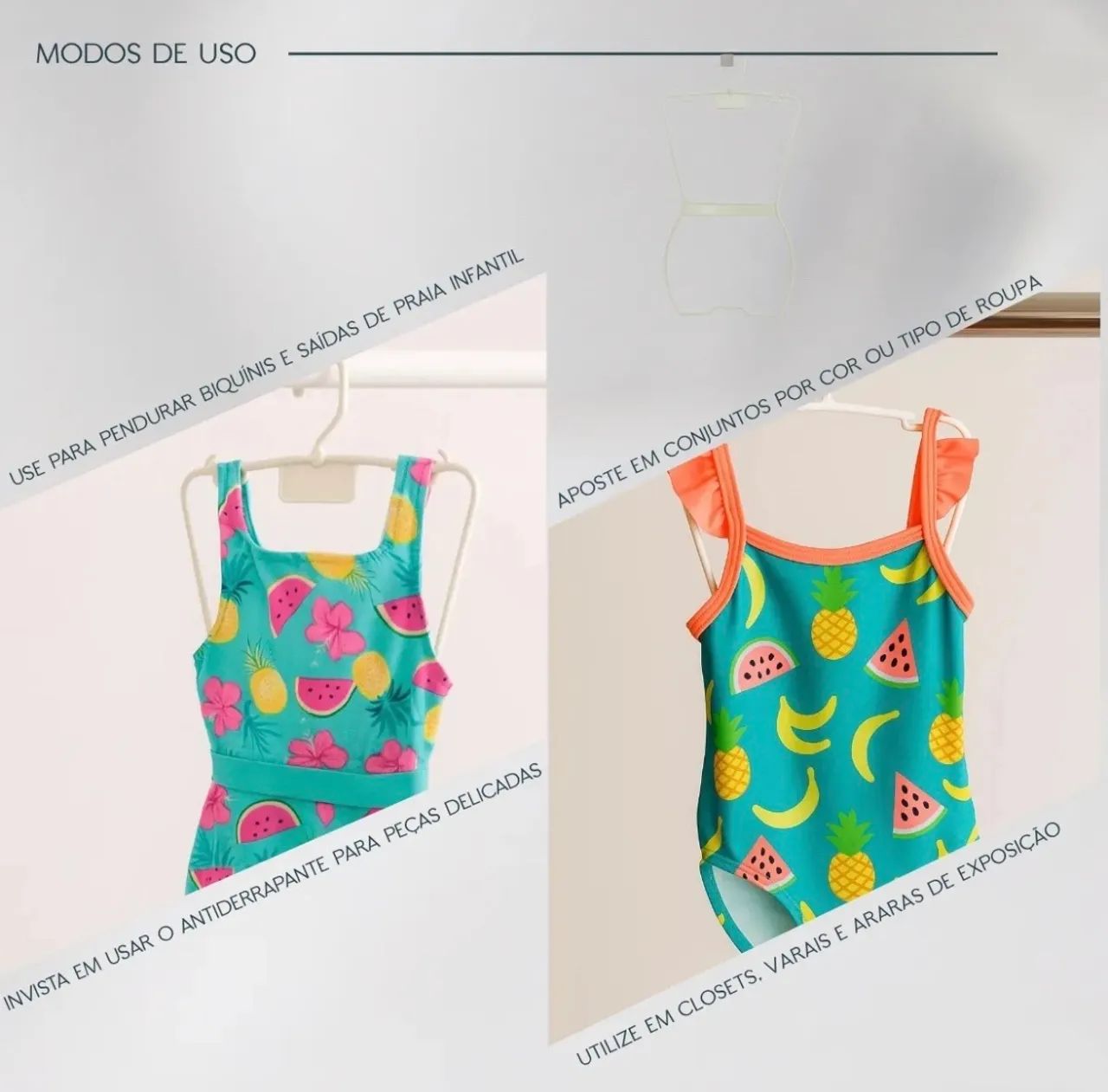 Cabide Silhueta Infantil Branco - Foto 5