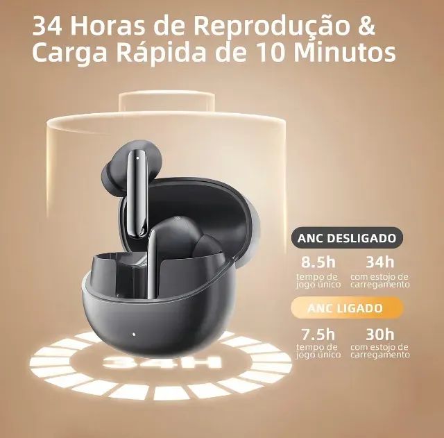 Fone Bluetooth QCY MeloBuds Pro ANC - Cancelamento de Ruído Ativo Premium - Foto 6