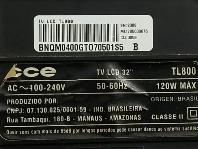 Tv LCD CCE 32 com defeito