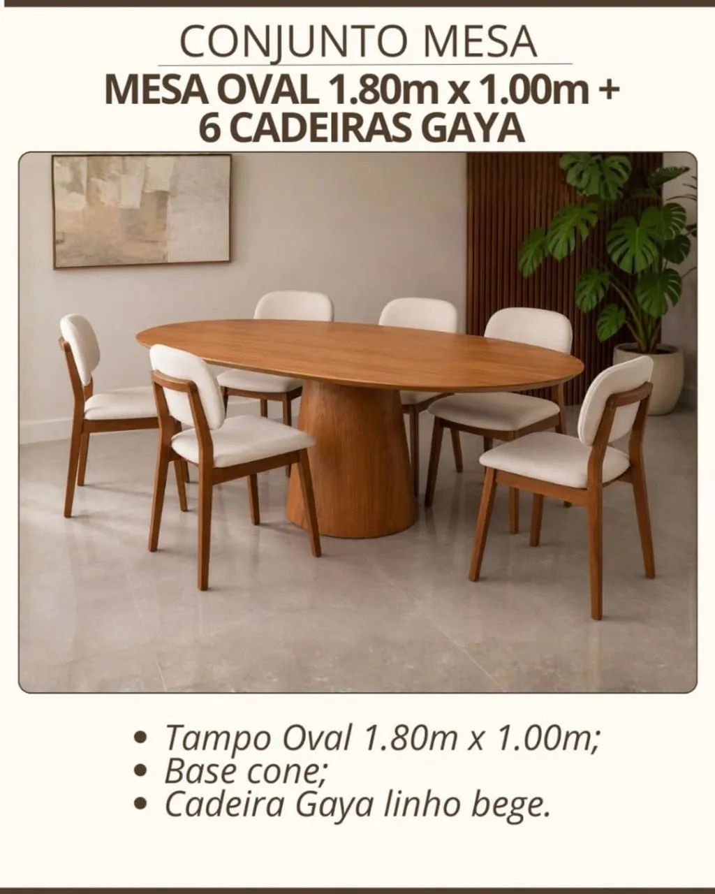 Conjunto de Mesa com 6 cadeiras Gaya 