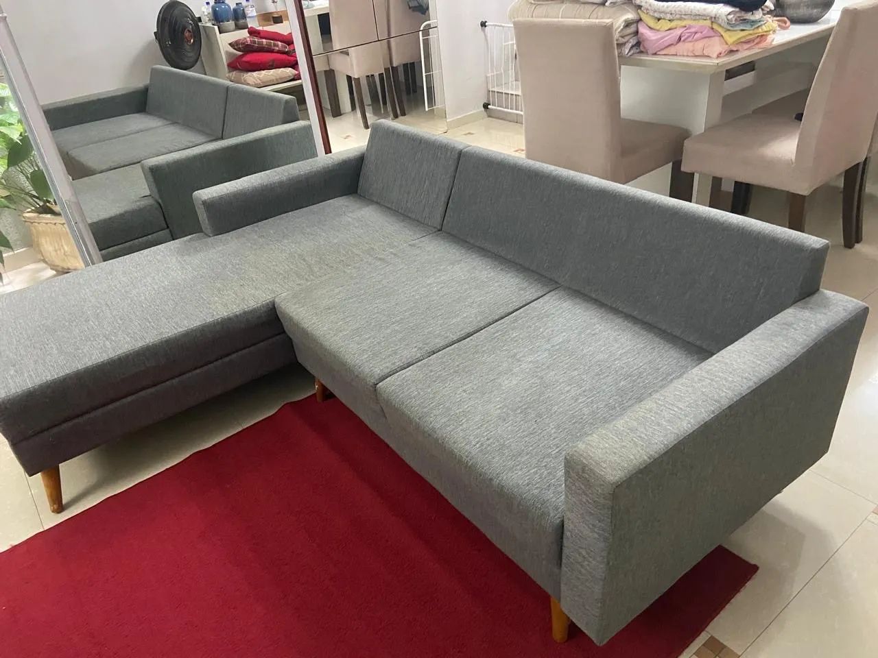 Sofá cinza 3 lugares com Chaise - Foto 2