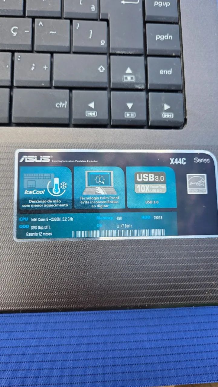 Notebook ASUS X44C - 4GB de RAM - Processador Core i3 - Foto 2