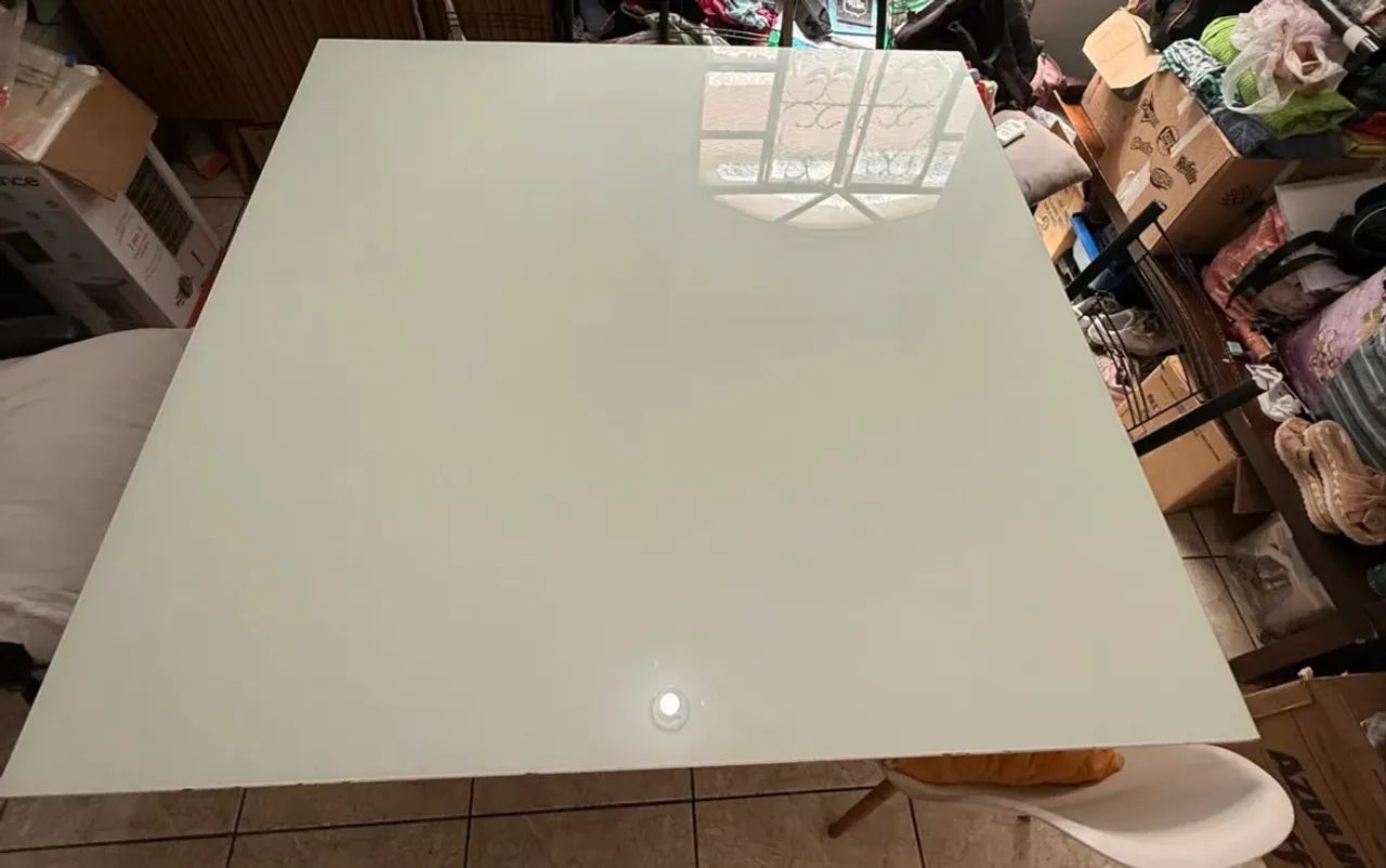     Mesa de Jantar Moderna 8 Lugares - Vidro Branco