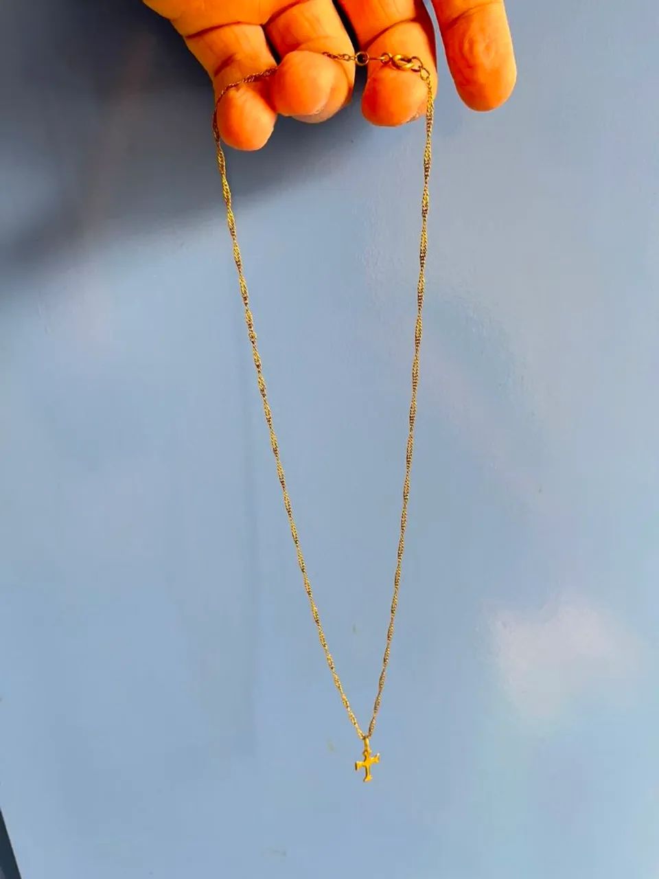 Corrente de Ouro 18K com Pingente de Cruz - 0,95 g - Foto 2