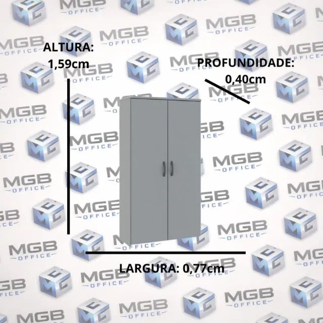 Armário Alto Fechado com 2 Portas - 1,59x0,77x0,40cm - (CINZA ou PRETO) FAZEMOS ENTREGAS!! - Foto 3