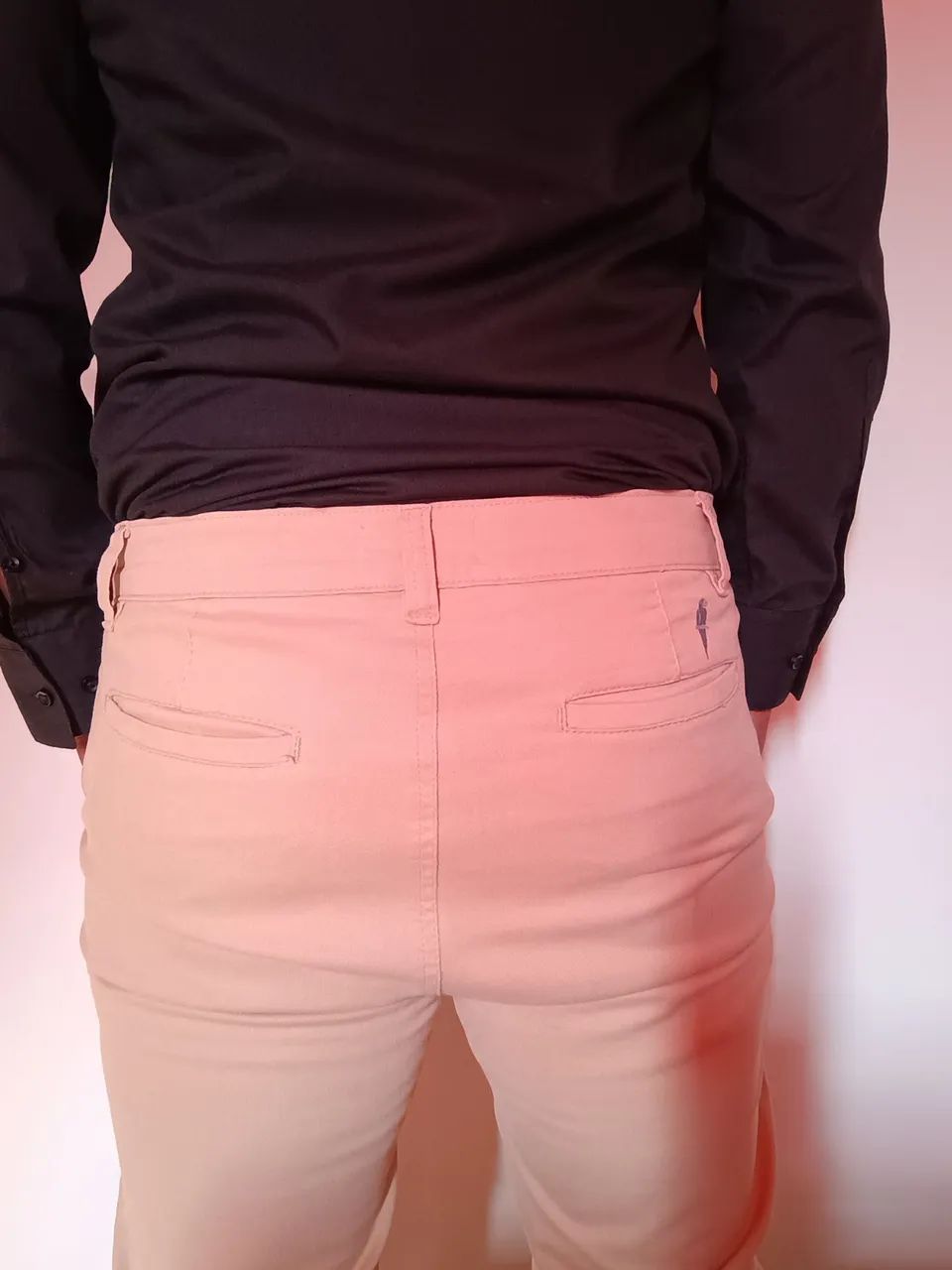Calça masculina sarja slim bege - Foto 5