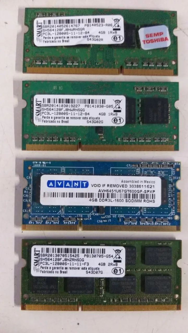 Memórias 4Gb DDR3 PARA notebook 