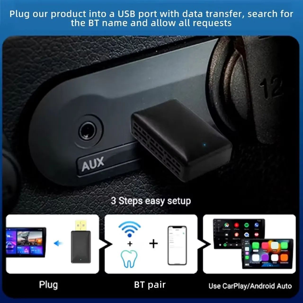 Adaptador Android auto carplay sem fio - Foto 5