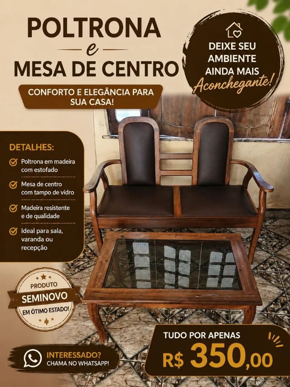 VENDO POLTRONA E MESA DE CENTRO 