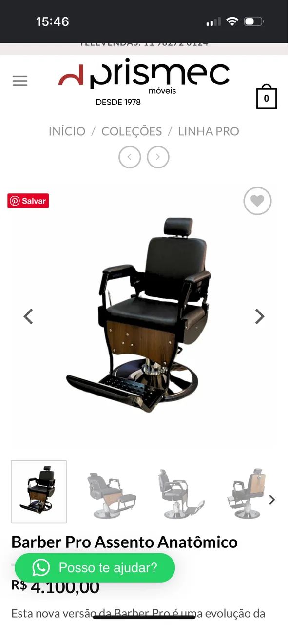 Vendo 2 Cadeiras de Barbeiro Prismec Barber Pro - Excelente Estado - Foto 4