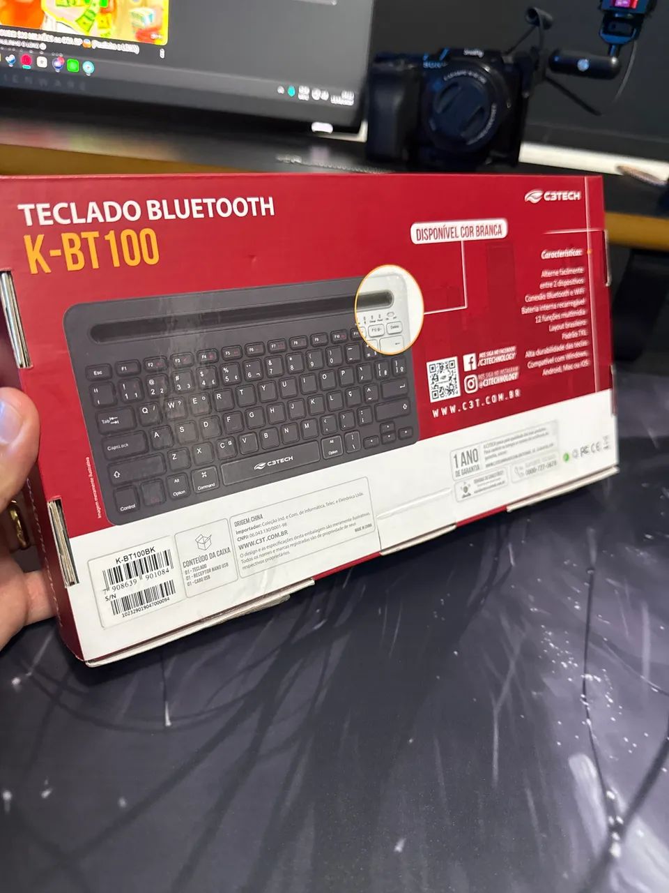 Teclado C3Tech K-BT100 Bluetooth Sem Fio Multi-Device Recarregável ABNT2 - Foto 2