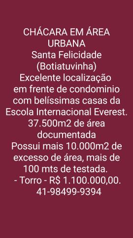 Oportunidade Chácara - Santa Felicidade Botiatuvinha