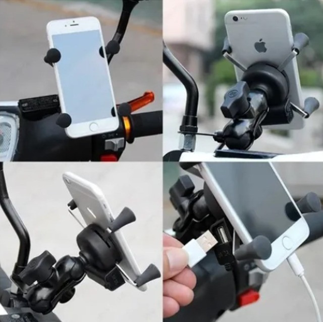 Suporte Garra X Celular P/ Motos Bikes Universal Com Carregador USB até 6" - Foto 2
