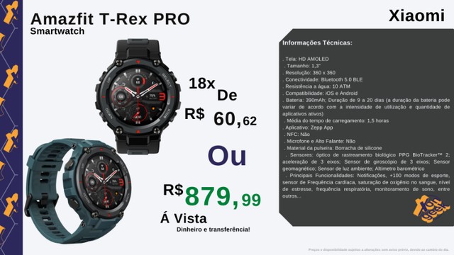 Smartwatch Amazfit T-REX Pro Preto, Versão Global - Xiaomi | A pronta entrega | XonGeek - Foto 5