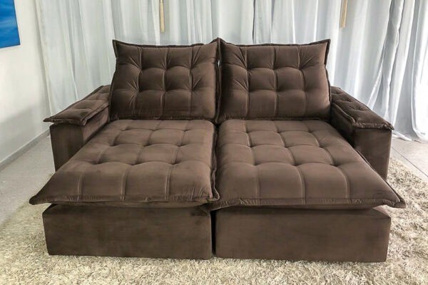 Sofá Retrátil  2.10m Veludo  D33 Soft Molas Ensacadas RF - Foto 2