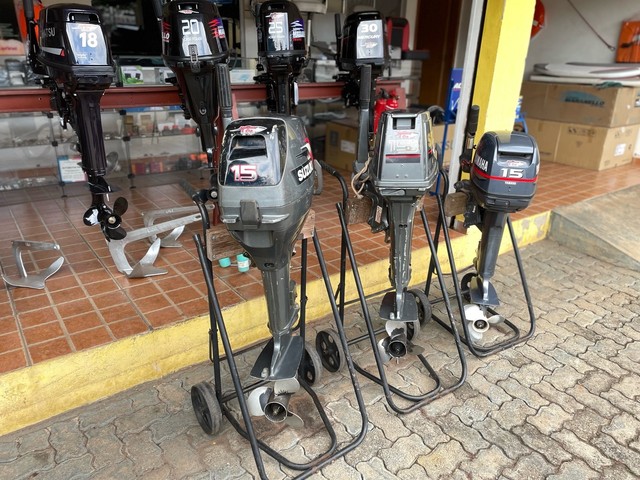 Motor de popa polpa poupa Suzuki yamaha mercury super 15 HP aluguel locação - Foto 2