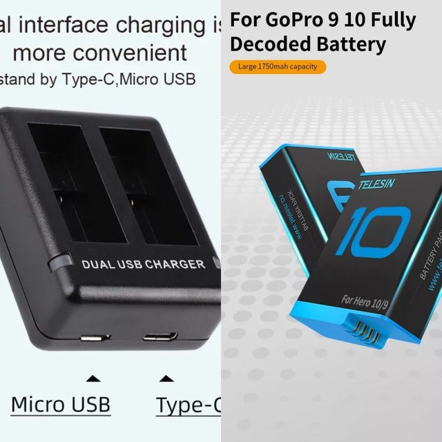 GOPRO assessórios carregador+bateria hero 9/10