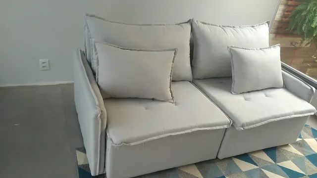 Sofá Em linho i  Sem Caixa Com Pillow Top 2.20m<br>Super Elegância em Linho