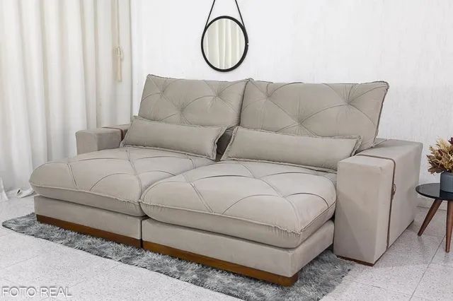 Sofá Retrátil Reclinável Luana 2.50m Molas Ensacadas Imperdível rf6