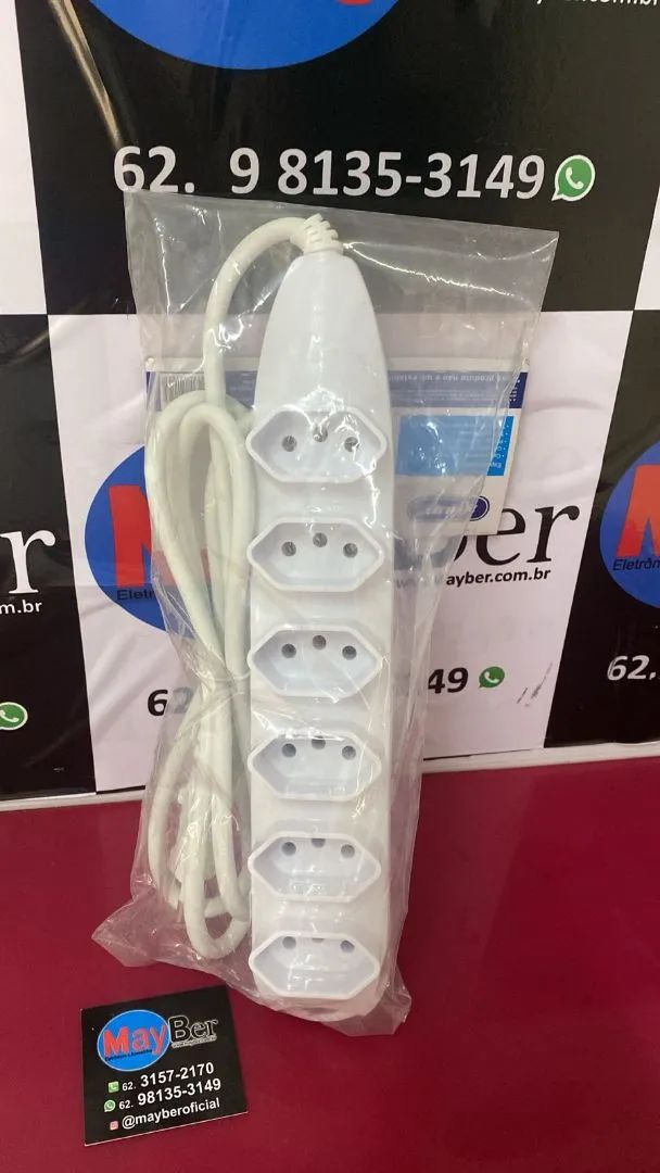 Extensor de Tomada 5 Tomadas Branco Novo