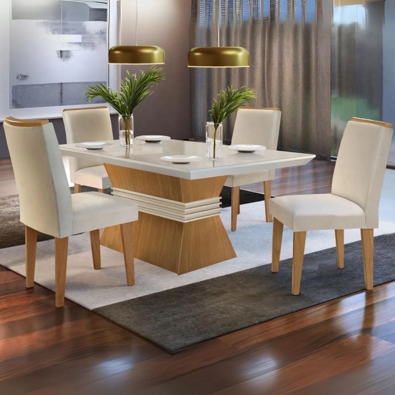 Mesa de Jantar 4 Lugares Agata tt76 100%MDF 