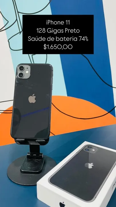 IPhone 11 na cor Preto 128Gb Saúde de Bateria 81% Semi Novo | Loja