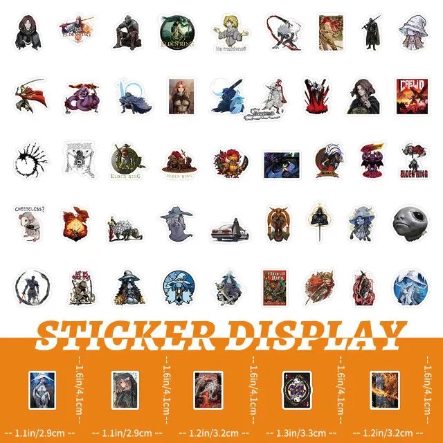 Kit 100 Adesivos de Elden Ring - Autocolantes Pcs Peças Unidades Soulslike - Foto 3