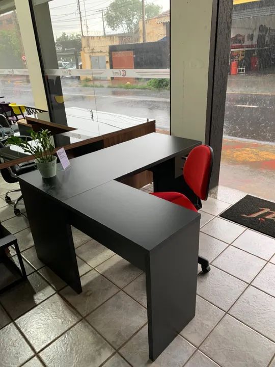 Mesa de Escritório em L - Preta - Nova - Foto 4