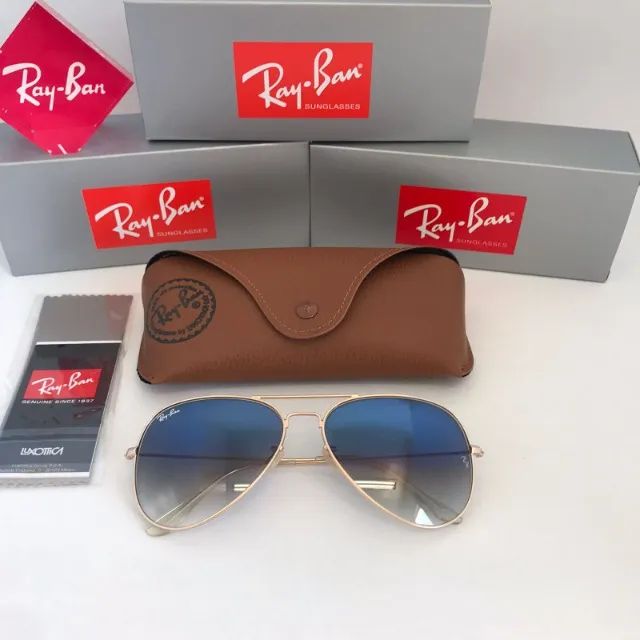 Óculos Ray ban Aviador Azul degrade lentes de cristal