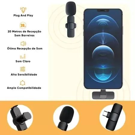 Microfone sem fio bluetooth recarregável de lapela - Foto 5