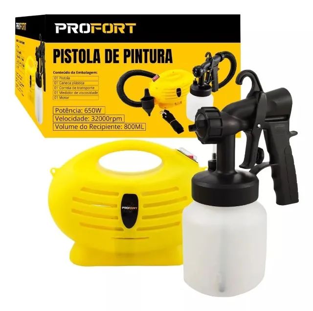 Pistola De Pintura Profissional Elétrica Profort 800ml 650w 220v - Foto 6