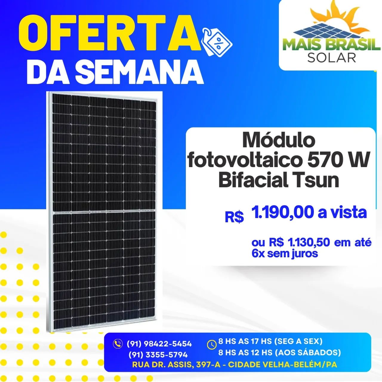 Módulo Fotovoltaico 570W Bifacial T-Sun - Mais Brasil Solar