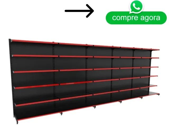 Gondola de Aço Polar 2M Preta 30x40 6 Bandejas