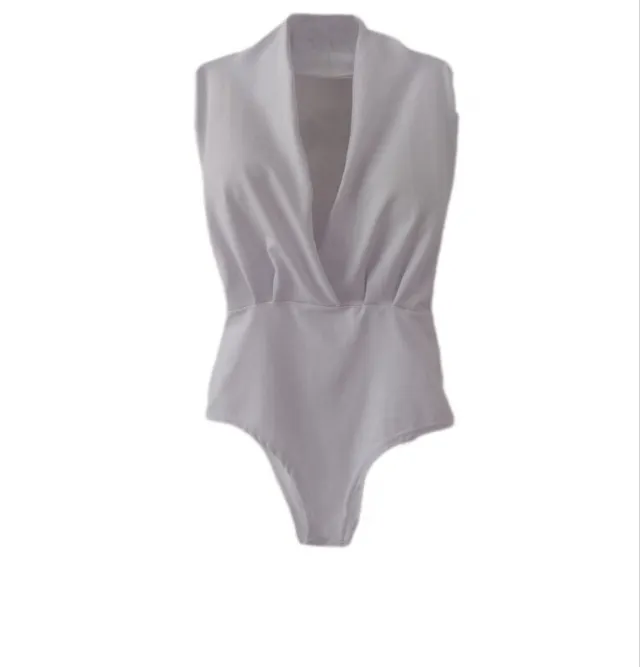 Blusa Transpassada Básica Feminina Body Branco Aberto Nas Costas Com Bojo SEMINOVO