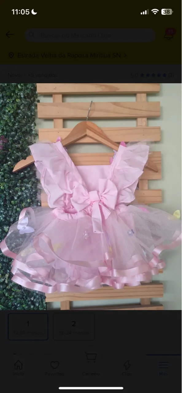 Vestido infantil rosa com tule