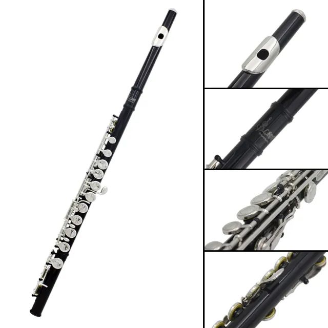 Flauta Transversal Slade Soprano Dourada/preta Em Dó Nova