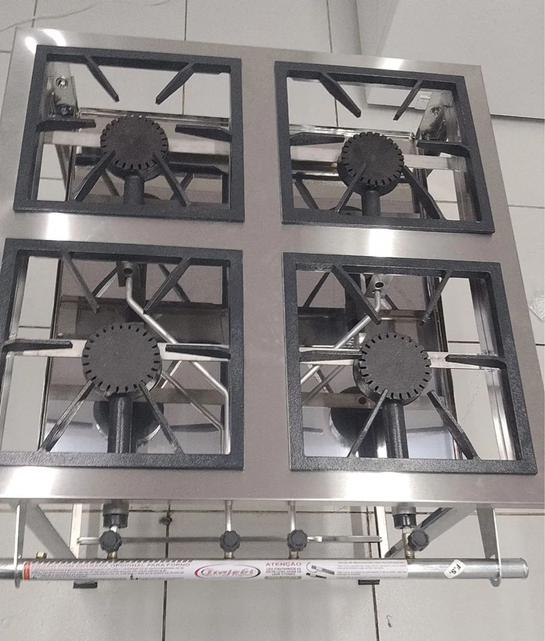 Fogão Industrial Inox 4 Bocas Alta Pressão - Ideal para Restaurantes e Padarias  - Foto 2