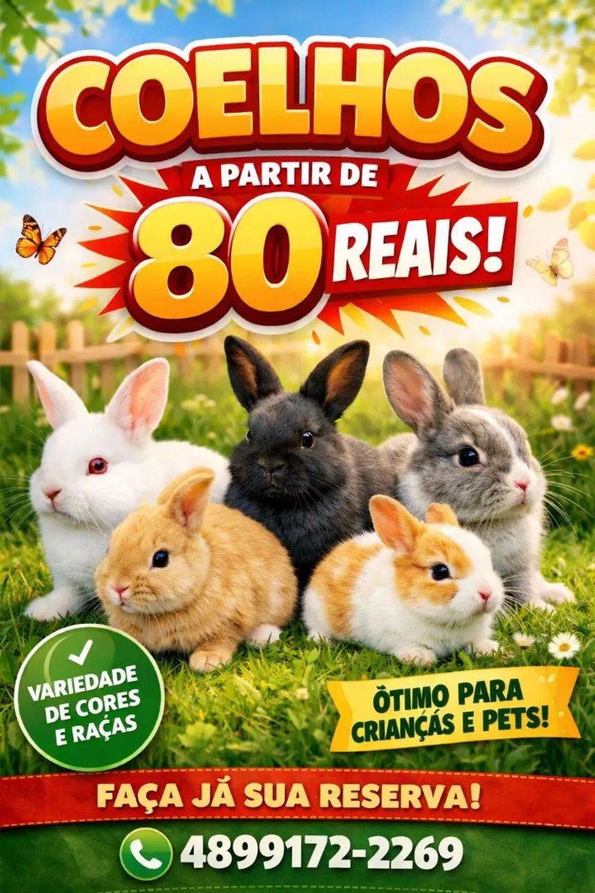Coelhinhos a partir de 80,00 reais!